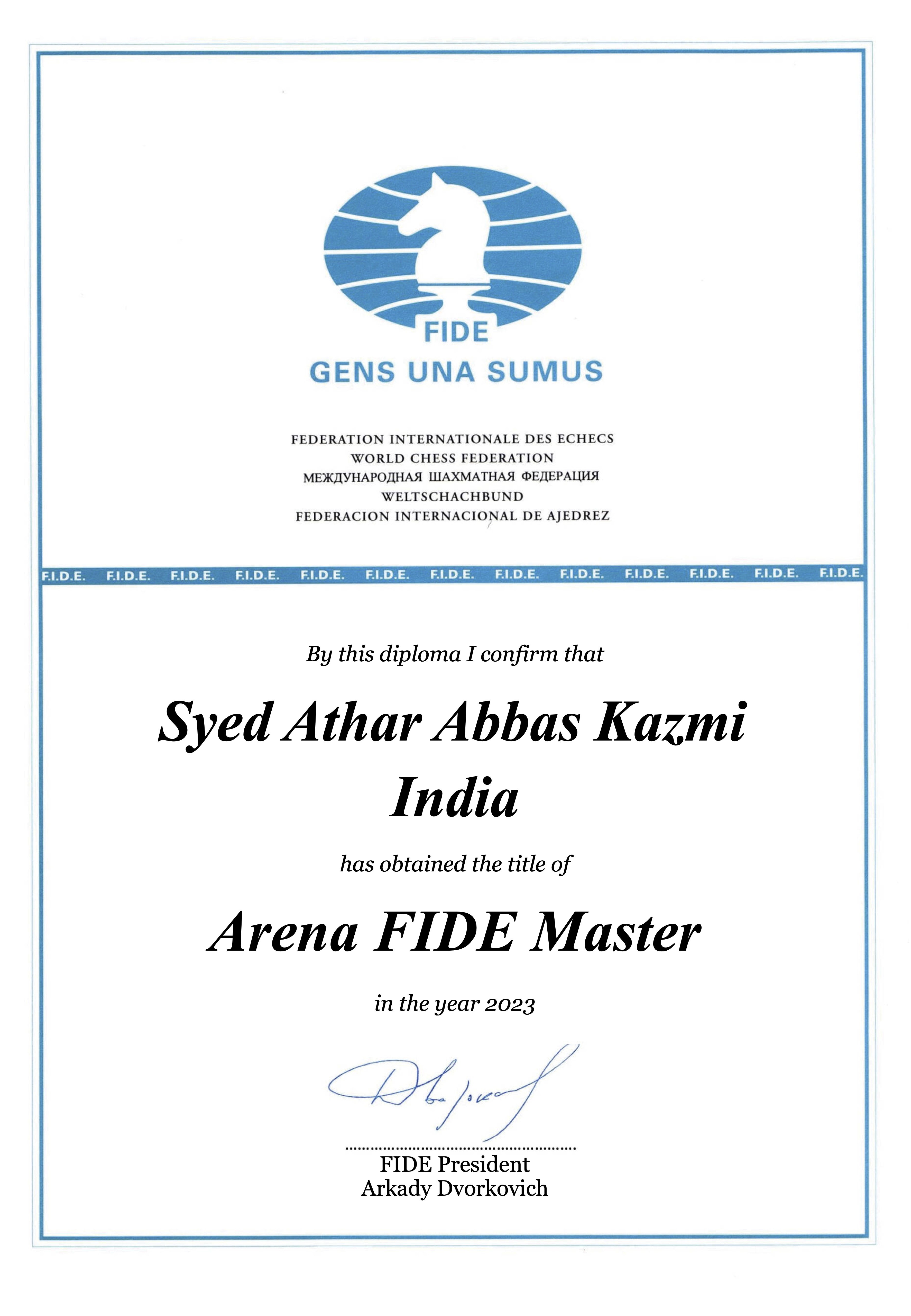 Arena FIDE Master (AFM)